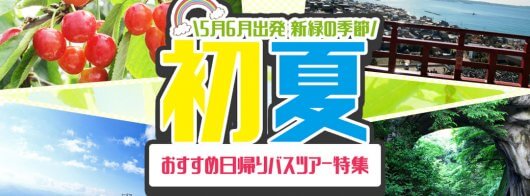 初夏を満喫！5・6月出発新緑を楽しむ日帰りバスツアー｜オリオンツアー