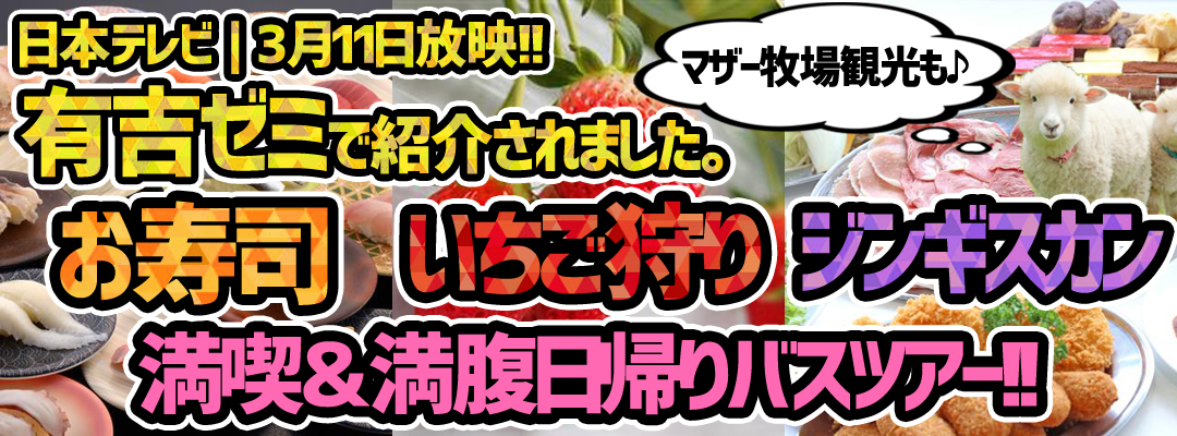 日本テレビ|有吉ゼミで紹介されたオススメ日帰りバスツアー