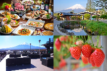 山梨行くしかナシ!《第3弾》絶景「フジヤマテラス」で贅沢ランチビュッフェ&いちご狩り食べ放題♪ハーブ庭園散策に神秘の湧水「忍野八海」へ!