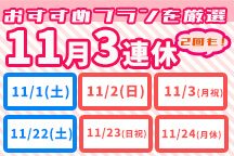 ★11月3連休出発★